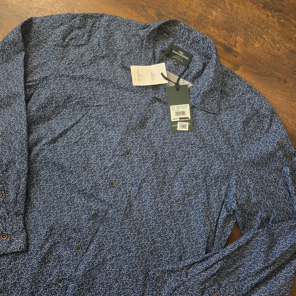 Rodd & Gunn Scotland Street LS SF Shirt Navy Floral Italian Fabric XXL LP2800